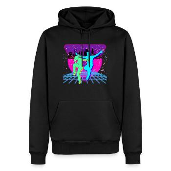 80er Party - Männer Premium Bio Hoodie - Schwarz - Vorne - Nico (187cm)