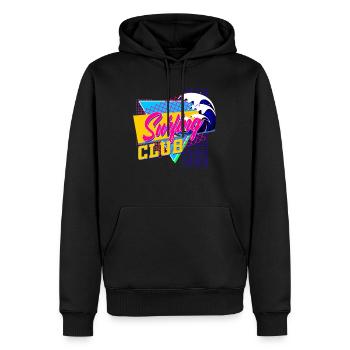 80er party - Männer Premium Bio Hoodie - Schwarz - Vorne - Nico (187cm)