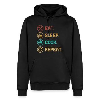 EAT SLEEP COOK REPEAT - Lifestyle/Thème/Motto - Sweat à capuche Premium bio Homme - noir - Devant - Nico (187cm)