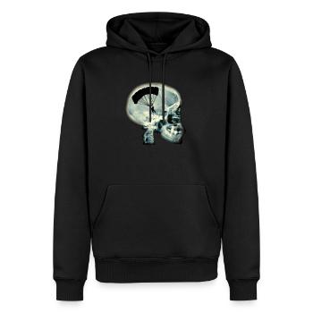 Voler en parapente - Sweat à capuche Premium bio Homme - noir - Devant - Nico (187cm)