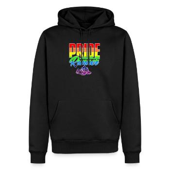 T-shirt Pride Runner gay lesbienne - Sweat à capuche Premium bio Homme - noir - Devant - Nico (187cm)