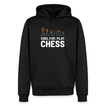 Schachspieler-Kinder-Retro - Männer Premium Bio Hoodie - Schwarz - Vorne - Nico (187cm)