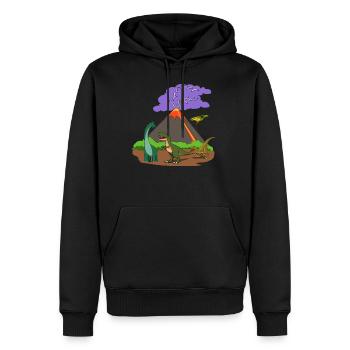Dino Dinosaurier Vulkanausbruch Eruption Geschenk - Männer Premium Bio Hoodie - Schwarz - Vorne - Nico (187cm)