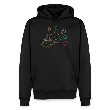 Guitare musique joueur de guitare guitariste néon - Sweat à capuche Premium bio Homme - noir - Devant - Nico (187cm)