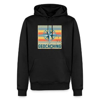 geocaching - Sweat à capuche Premium bio Homme - noir - Devant - Nico (187cm)