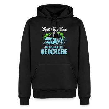 Geocaching - Männer Premium Bio Hoodie - Schwarz - Vorne - Nico (187cm)