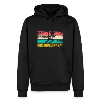 EAT SLEEP RUN REPEAT - Männer Premium Bio Hoodie - Schwarz - Vorne - Nico (187cm)