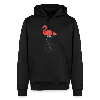 Monocycle, flamant monocycle - Sweat à capuche Premium bio Homme - noir - Devant - Nico (187cm)
