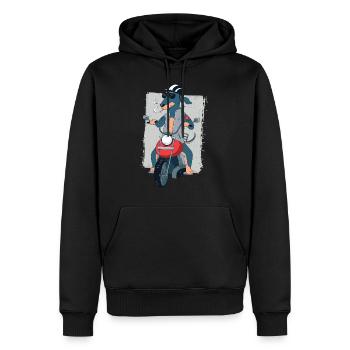 Rocker teckel sur cadeau de motard moto 1187 - Sweat à capuche Premium bio Homme - noir - Devant - Nico (187cm)