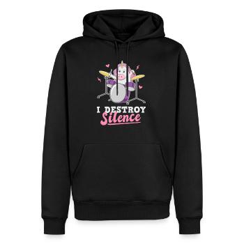 Batteur licorne batteur batteur - Sweat à capuche Premium bio Homme - noir - Devant - Nico (187cm)