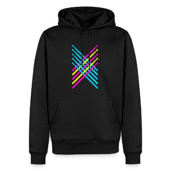 Baguettes de batterie tambours batterie 80s - Sweat à capuche Premium bio Homme - noir - Devant - Nico (187cm)