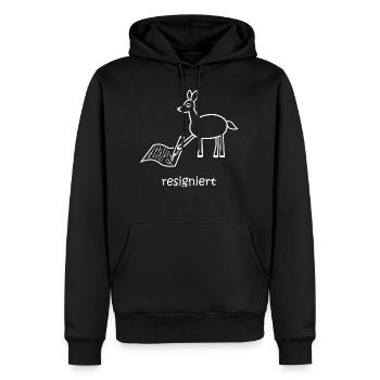 resigniert, Reh, lustiges Reh, Wortspiel, Tiere - Männer Premium Bio Hoodie - Schwarz - Vorne - Nico (187cm)