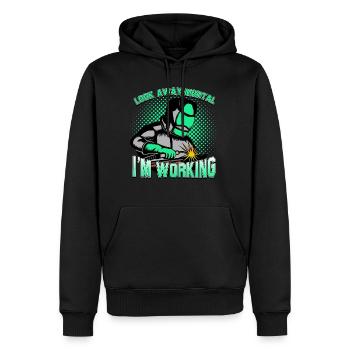 Welding - Men’s Premium Organic Hoodie - black - Front - Nico (187cm)
