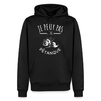 phrase culte pétanque citation apéro humour boules - Sweat à capuche Premium bio Homme - noir - Devant - Nico (187cm)
