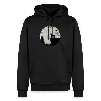 Australian Shepherd bei Vollmond Geschenk 0738 - Männer Premium Bio Hoodie - Schwarz - Vorne - Nico (187cm)
