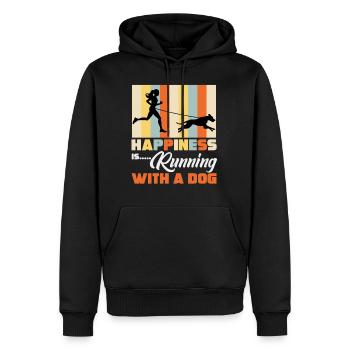 Hunde Sport, Canicross - Männer Premium Bio Hoodie - Schwarz - Vorne - Nico (187cm)