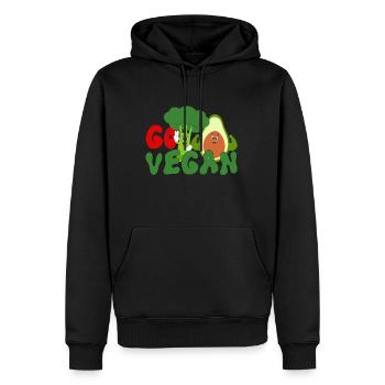 vegan, veganer, Go Vegan - Männer Premium Bio Hoodie - Schwarz - Vorne - Nico (187cm)