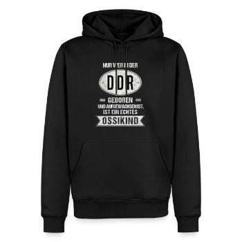 Ossi Spruch DDR Nicki Ostdeutscher Ossikind - Männer Premium Bio Hoodie - Schwarz - Vorne - Nico (187cm)