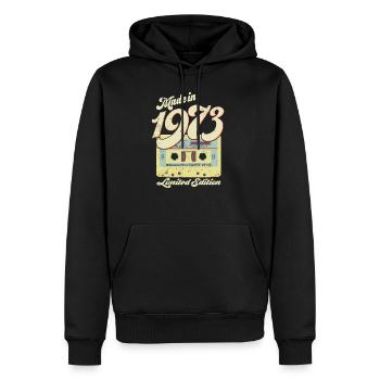 50th Birthday Vintage Cassette 1973 Retro Pseudo - Men’s Premium Organic Hoodie - black - Front - Nico (187cm)