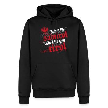 Einheit für Südtirol · Freiheit für ganz Tirol - Männer Premium Bio Hoodie - Schwarz - Vorne - Nico (187cm)