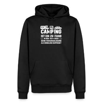 Le camping est un état de RV - Sweat à capuche Premium bio Homme - noir - Devant - Nico (187cm)