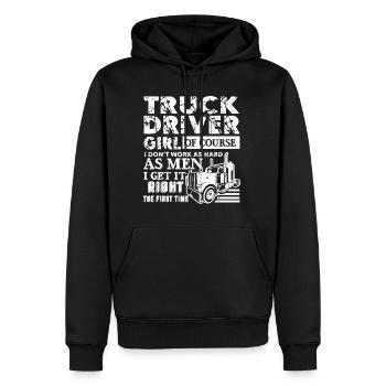 Chauffeur de camion chauffeur de camion fille - Sweat à capuche Premium bio Homme - noir - Devant - Nico (187cm)