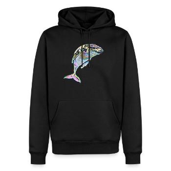 Wal - Männer Premium Bio Hoodie - Schwarz - Vorne - Nico (187cm)