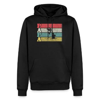 Vintage Retro Fischen Papa Shirt Lustige Papa Väter - Männer Premium Bio Hoodie - Schwarz - Vorne - Nico (187cm)