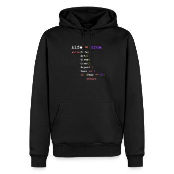 Eat Sleep Code Repeat - programmeur - Sweat à capuche Premium bio Homme - noir - Devant - Nico (187cm)