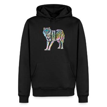 wolf - Men’s Premium Organic Hoodie - black - Front - Nico (187cm)