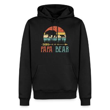 Papa Bär T-Shirt Vintage Papa Wildling Vater - Männer Premium Bio Hoodie - Schwarz - Vorne - Nico (187cm)