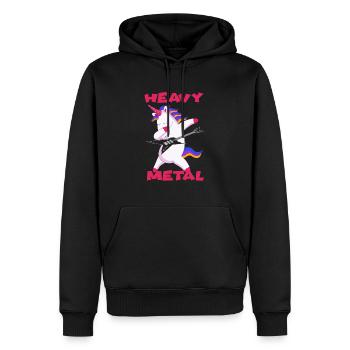 Licorne en métal lourd - Sweat à capuche Premium bio Homme - noir - Devant - Nico (187cm)