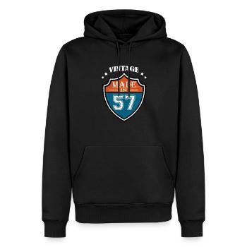 Vintage Made In 57 Sport 1957 Cadeau anniversaire - Sweat à capuche Premium bio Homme - noir - Devant - Nico (187cm)