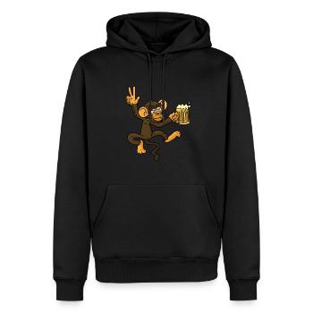 Singe de bière - Sweat à capuche Premium bio Homme - noir - Devant - Nico (187cm)