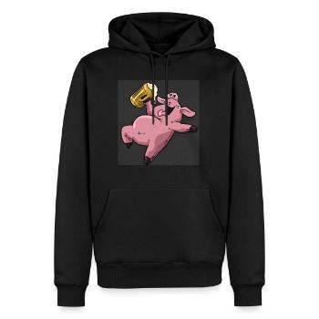 Cochon ivre - Sweat à capuche Premium bio Homme - noir - Devant - Nico (187cm)