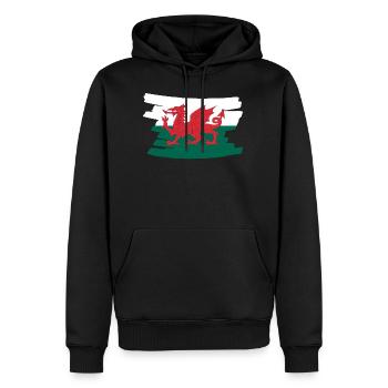 Wales National Flag - brush horizontal - Männer Premium Bio Hoodie - Schwarz - Vorne - Nico (187cm)