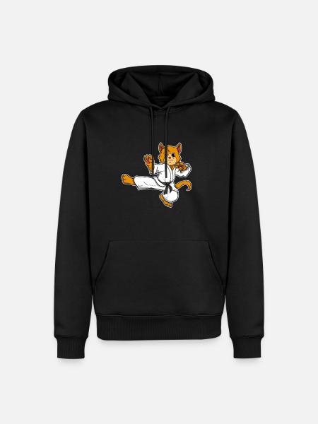 Grappige Karate Kung Fu Kat Kat Gift - Mannen Premium Bio hoodie - zwart