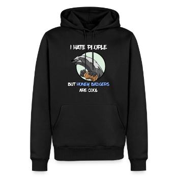 Je déteste les gens Blaireau de miel Blaireau de miel - Sweat à capuche Premium bio Homme - noir - Devant - Nico (187cm)