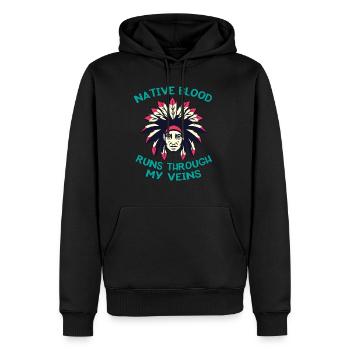 Native Blood Through Veins Indiana Ureinwohner - Männer Premium Bio Hoodie - Schwarz - Vorne - Nico (187cm)