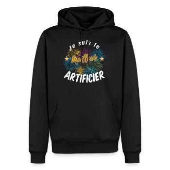Meilleur artificier - Sweat à capuche Premium bio Homme - noir - Devant - Nico (187cm)