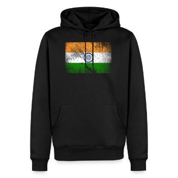 Drapeau de l'Inde - grunge vintage - Sweat à capuche Premium bio Homme - noir - Devant - Nico (187cm)