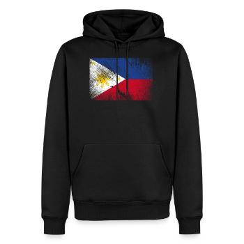Drapeau des Philippines - grunge vintage - Sweat à capuche Premium bio Homme - noir - Devant - Nico (187cm)