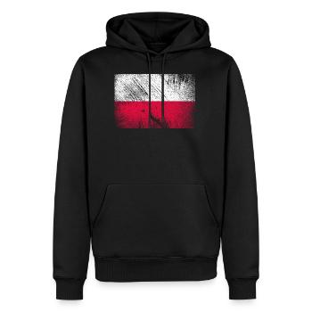 Pologne drapeau vintage grunge - Sweat à capuche Premium bio Homme - noir - Devant - Nico (187cm)