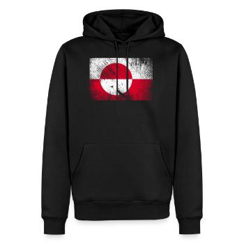 Drapeau du Groenland - grunge vintage - Sweat à capuche Premium bio Homme - noir - Devant - Nico (187cm)