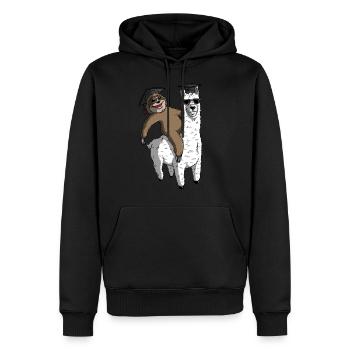 Sloth Riding Llama Funny Graduation - Männer Premium Bio Hoodie - Schwarz - Vorne - Nico (187cm)