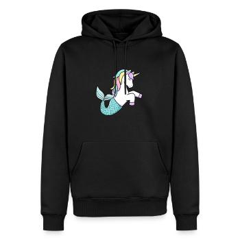 Licorne sirène - Sweat à capuche Premium bio Homme - noir - Devant - Nico (187cm)