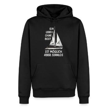 La vie sans bateau - Sweat à capuche Premium bio Homme - noir - Devant - Nico (187cm)