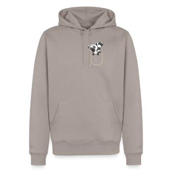 Lemur in Der Brusttasche Primas T-Shirt - Männer Premium Bio Hoodie - Taupe - Vorne - Nico (187cm)