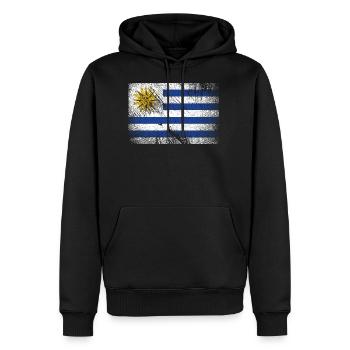 Drapeau de l’Uruguay - Vintage Grunge - Sweat à capuche Premium bio Homme - noir - Devant - Nico (187cm)