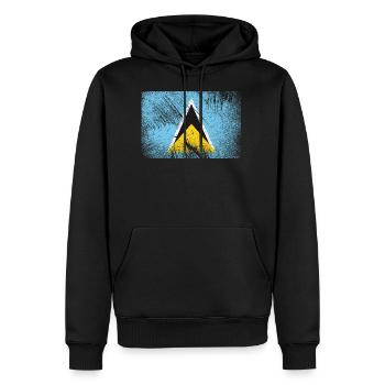 Saint Lucia Flagge - Vintage Grunge - Männer Premium Bio Hoodie - Schwarz - Vorne - Nico (187cm)